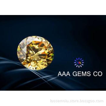 0.25 Carat 4 MM Yellow Moissanite Diamond For Rings , Earri